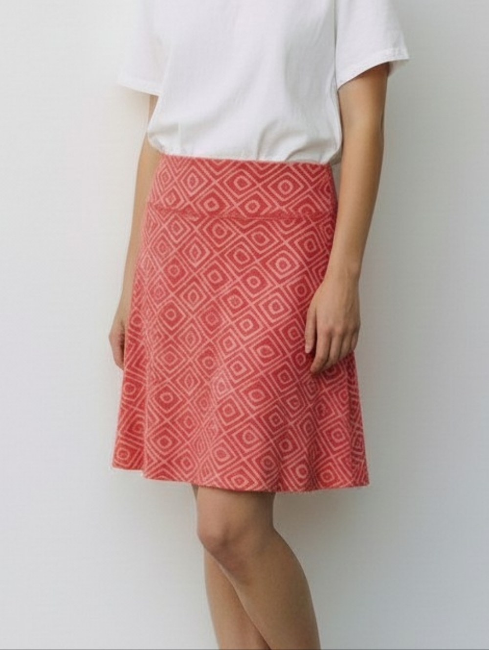 Fresh Produce A-line Red/orange Geometric Skirt S